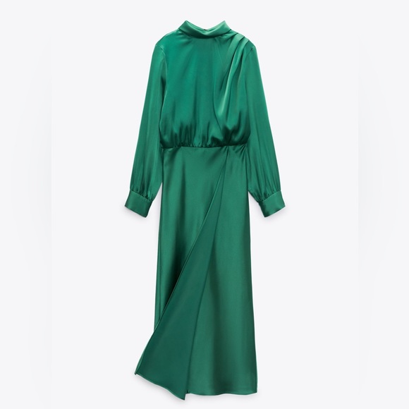 ZARA SATIN EFFECT MIDI DRESS - Picture 2 of 11